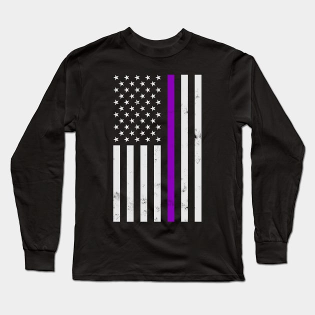 National Purple Heart Day American US Flag Vintage Long Sleeve T-Shirt by Luluca Shirts